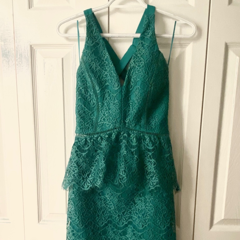Emerald green evening dress